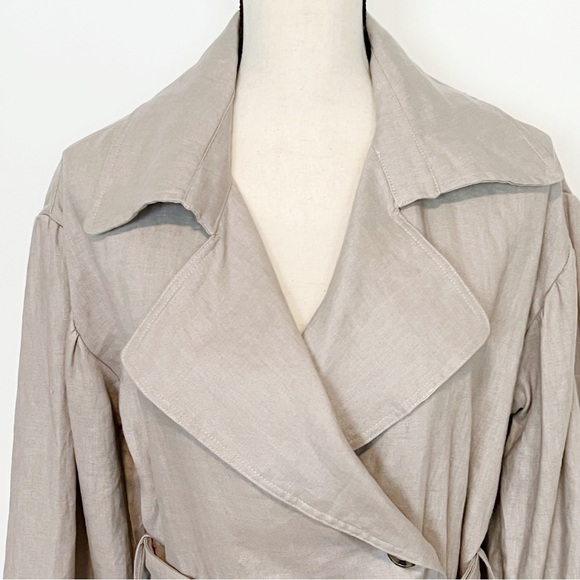 Avec Les Filles 100% Linen Belted Trench Coat Taupe Small NWOT - Picture 5 of 13